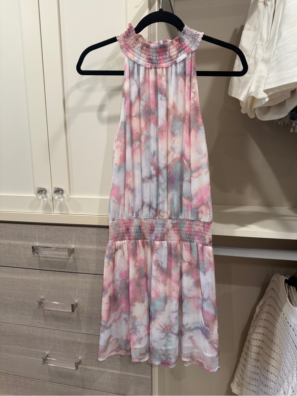 Tart Pink & Gray Pastel Halter Sundress